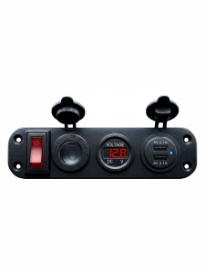 Розетка питания на 2 USB гнезда + прикуриватель 12-24В TDS TS-CAU45 Красная
