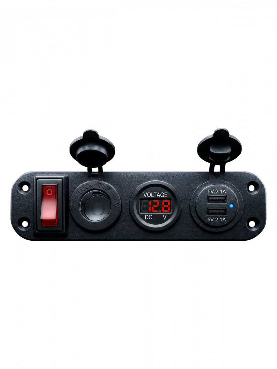 Розетка питания на 2 USB гнезда + прикуриватель 12-24В TDS TS-CAU45 Красная
