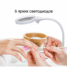 Лупа настольная с подсветкой на гибкой ноге с прищепкой 2 в 1 Орбита OT-INL76