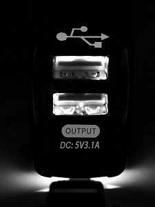 Гнездо розетка USB с белой подсветкой 12-24В TDS TS-CAU46