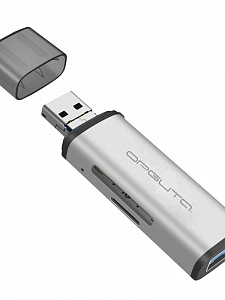 Орбита OT-PCR15 Серебро картридер OTG (TF, SD, Lightning)