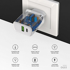 SENDEM OG03 Белый ЗУ с TYPE-C/USB (PD+QC3.0, 3000mA)