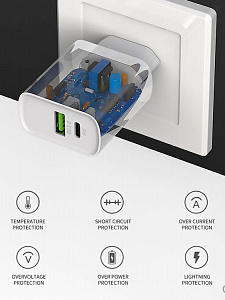SENDEM OG03 Белый ЗУ с TYPE-C/USB (PD+QC3.0, 3000mA)