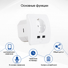 Умная розетка с USB Wi-Fi 16A Орбита OT-HOS15