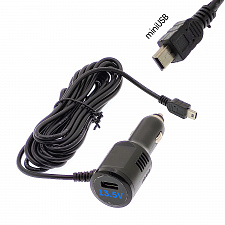 Зарядное устройство для видеорегистратора и навигатора miniUSB + USB TDS TS-CAU63