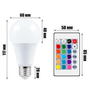 Лампочка светодиодная E27 с пультом управления 9Вт Огонёк OG-LDP39