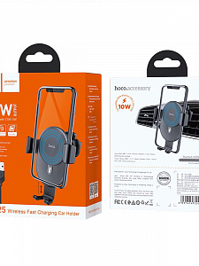 HOCO CW25 Черный Держатель для смартфонов + беспроводное ЗУ 10W (в воздуховод)
