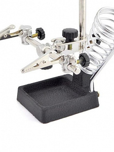 Третья рука для пайки, универсальный держатель на подставке с лупой 2 руки Орбита OT-INL02