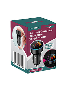 Автомобильное зарядное устройство в прикуриватель PD/QC 3.0 TDS TS-CAU70