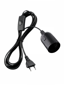 Патрон E27 с проводом и выключателем 1.8м Орбита OT-ELS11 Черный