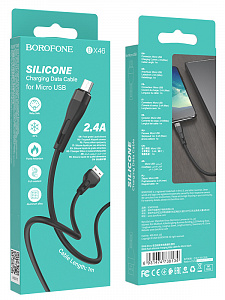 BOROFONE BX46 Черный кабель USB 2.4A (microUSB) 1м