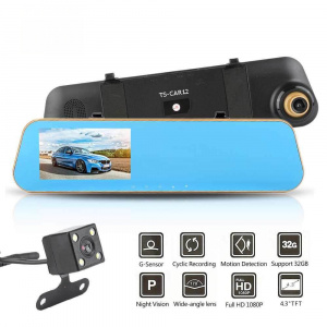 Видеорегистратор автомобильные зеркало с камерой заднего вида TDS TS-CAR12