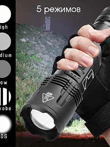 Патриот PT-FLR28 фонарь ручной (1L, 26650.,ZOOM)