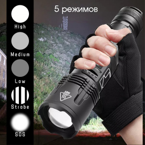 Патриот PT-FLR28 фонарь ручной (1L, 26650.,ZOOM)