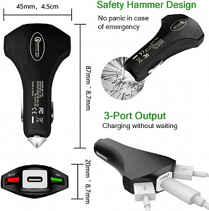 TDS TS-CAU34 Черный ЗУ авто USB (QC3.0,3500mA)