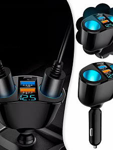 Разветвитель прикуривателя автомобиля на 2 гнезда + 2*USB, зарядка для автомобиля TDS TS-CAU68B