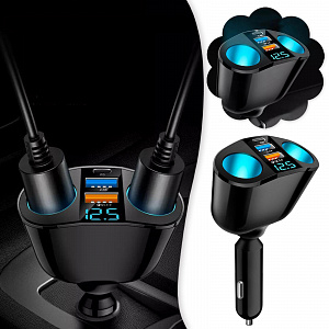 Разветвитель прикуривателя автомобиля на 2 гнезда + 2*USB, зарядка для автомобиля TDS TS-CAU68B