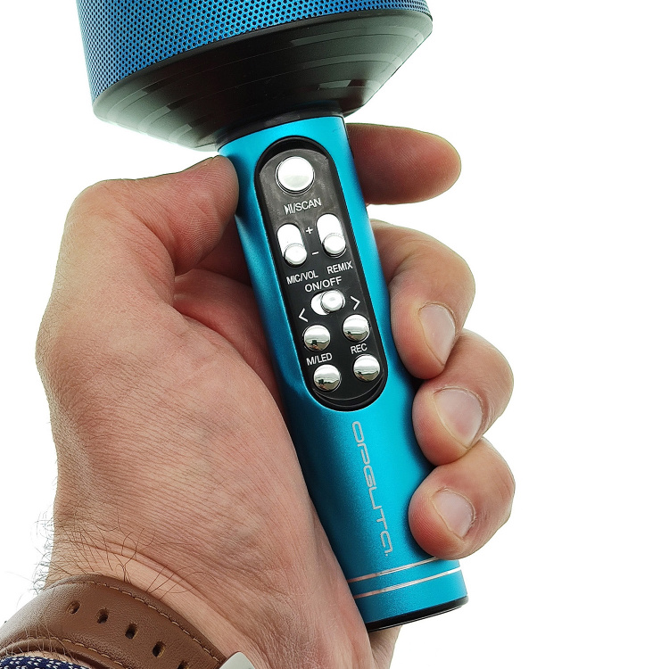 Орбита OT-ERM10 Синий RGB микрофон МЯТЫЕ (Bluetooth, динамики, USB)