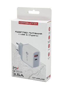 Орбита OT-APU42 ЗУ с TYPE-C/USB (PD+QC3.0, 3500mA)