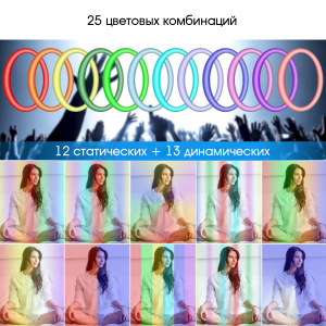 Кольцевая лампа RGB со штативом, пультом 26см Огонёк OG-SMH06