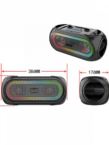 Орбита OT-ERM14 Черная караоке система с RGB подсветкой (2 микр, Bluetooth 5.0)