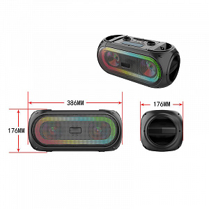 Орбита OT-ERM14 Черная караоке система с RGB подсветкой (2 микр, Bluetooth 5.0)
