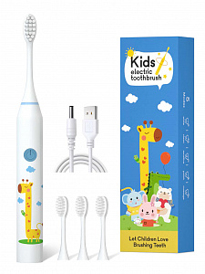 Электрическая зубная щетка детская ультразвуковая с насадками Огонёк OG-HBT02 Белая