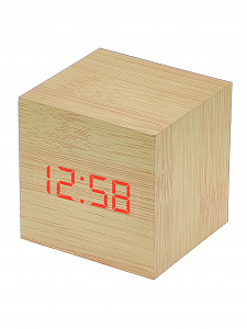 Часы электронные настольные, будильник и термометр от сети деревянные VST 869-1 Светлое дерево