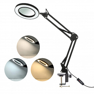 Лампа настольная с лупой и подсветкой для работы 10х Орбита OT-INL90 Черная