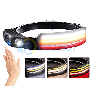 Фонарь налобный с датчиком движения гибкий, фонарик аккумуляторный Следопыт ST-FLG15