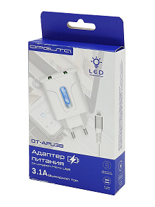 Орбита OT-APU38 ЗУ с 2*USB + кабель Micro USB (5В, 2400mA)