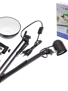 Лампа настольная для школьника на струбцине E27 Огонёк OG-LDP36 Черная