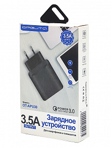 Зарядка для телефона, зарядное устройство с USB 20W адаптер QC 3.0 Орбита OT-APU30 Черный