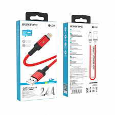 BOROFONE BU30 Красный кабель USB 2.4A (iOS Lighting) 1.2м