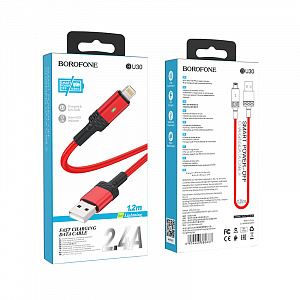 BOROFONE BU30 Красный кабель USB 2.4A (iOS Lighting) 1.2м