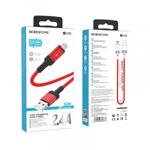 BOROFONE BU30 Красный кабель USB 2.4A (iOS Lighting) 1.2м