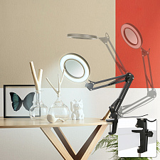 Лампа настольная с лупой и подсветкой для работы 10х Орбита OT-INL88 Черная