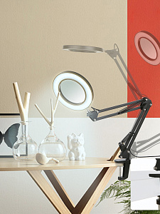 Лампа настольная с лупой и подсветкой для работы 10х Орбита OT-INL88 Черная