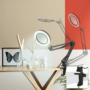 Лампа настольная с лупой и подсветкой для работы 10х Орбита OT-INL88 Черная