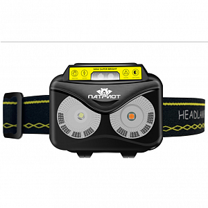 Патриот PT-FLG33 фонарь налобный (3L, аккум, дат.движ)