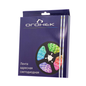 Огонек OG-LDL45 LED лента адресная RGB 5м (SMD5050,WS2812,3pin,5В, IP20)