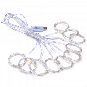 Огонек OG-LDG11 гирлянда-штора LED Белая теплая (3х1м,100 ламп,USB)