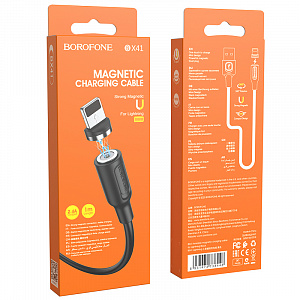BOROFONE BX41 Черный кабель магнитный USB 2.4A (iOS Lighting) 1м