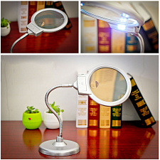 Лупа настольная с подсветкой на гибкой ноге Орбита INL50