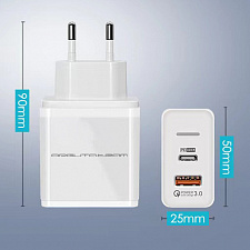 Зарядное устройство для телефона на 2 гнезда, Быстрая зарядка 35W адаптер QC 3.0/PD Орбита OT-APU61