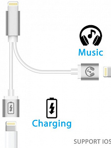 Орбита KM-111 двойной адаптер/переходник для наушников (штекер Lightning - 2 гнезда Lightning)