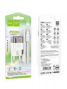 HOCO C125A Черный ЗУ с TYPE-C + кабель IOS Lighting (PD20W, 3000mA)