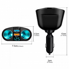 Разветвитель прикуривателя автомобиля на 2 гнезда + 2*USB, зарядка для автомобиля TDS TS-CAU68B