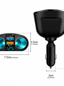 Разветвитель прикуривателя автомобиля на 2 гнезда + 2*USB, зарядка для автомобиля TDS TS-CAU68B
