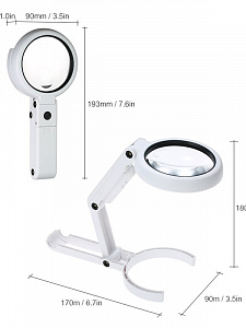 Лупа ручная, лупа настольная увеличительная с подсветкой Орбита OT-INL18